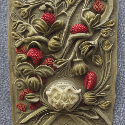 This image has an empty alt attribute; its file name is basreleifvintagefloralfiddleheadsberriesseedpodsdpm236steps.png