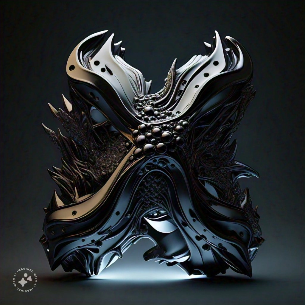 Meta AI : Imagine : translucent black archaea enzymes style chunky wearable art intricate hydrogenases, uplight
