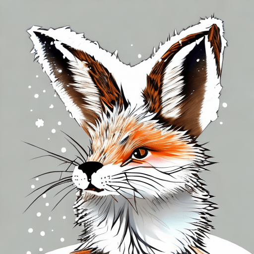 DPM Adaptive Portrait of a super cute fox rabbit hybrid in a snowy pine forest