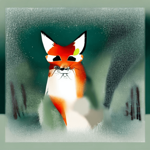 Stable Diffusion. Inkpunk-Diffusion-v2. Text Prompt: portrait of a super cute hybrid fox rabbit in a snowy pine forest. Sampling Method: DPM Fast Sampling Steps: 20